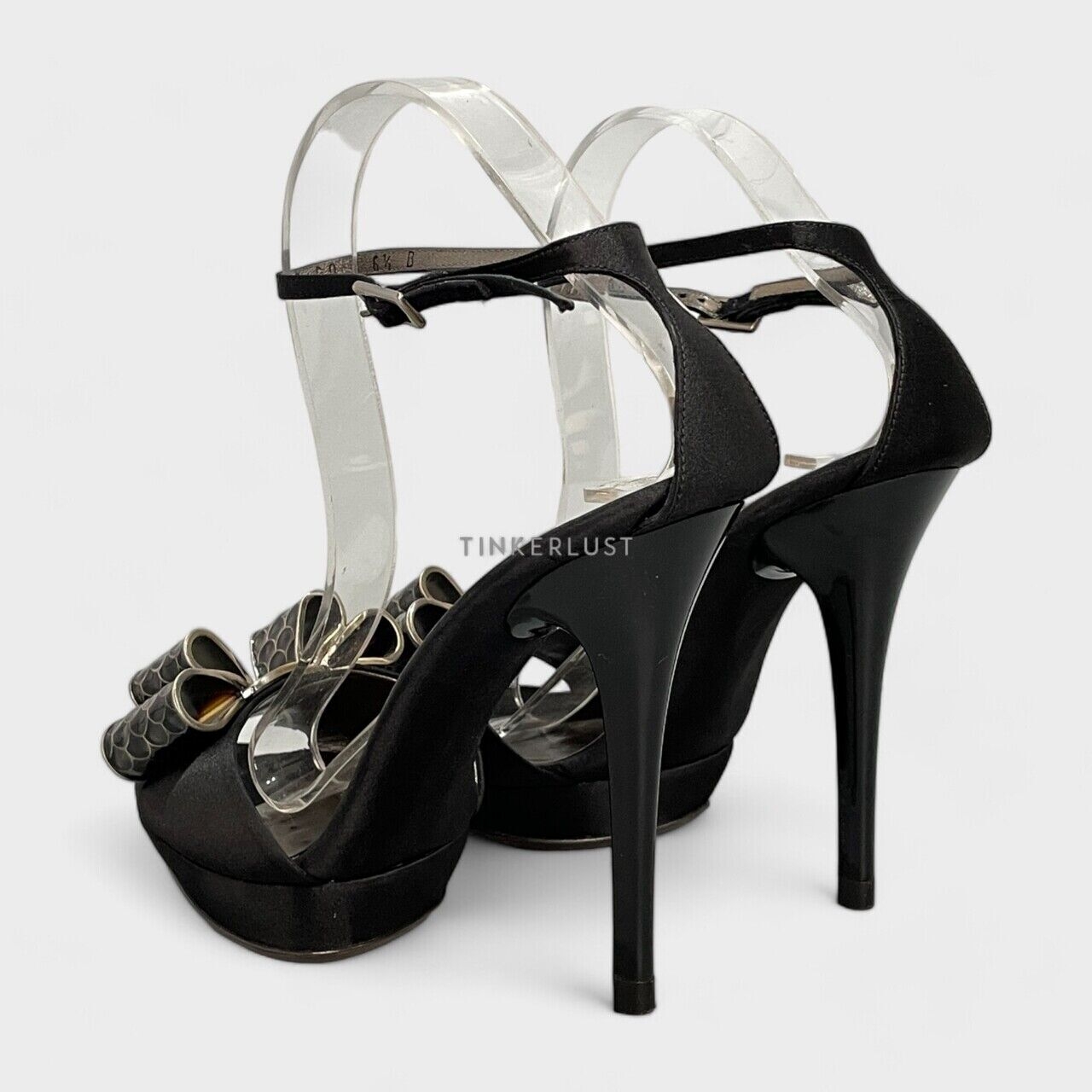 Salvatore Ferragamo Giada Vara Bow Black Ankle Strap Heels 