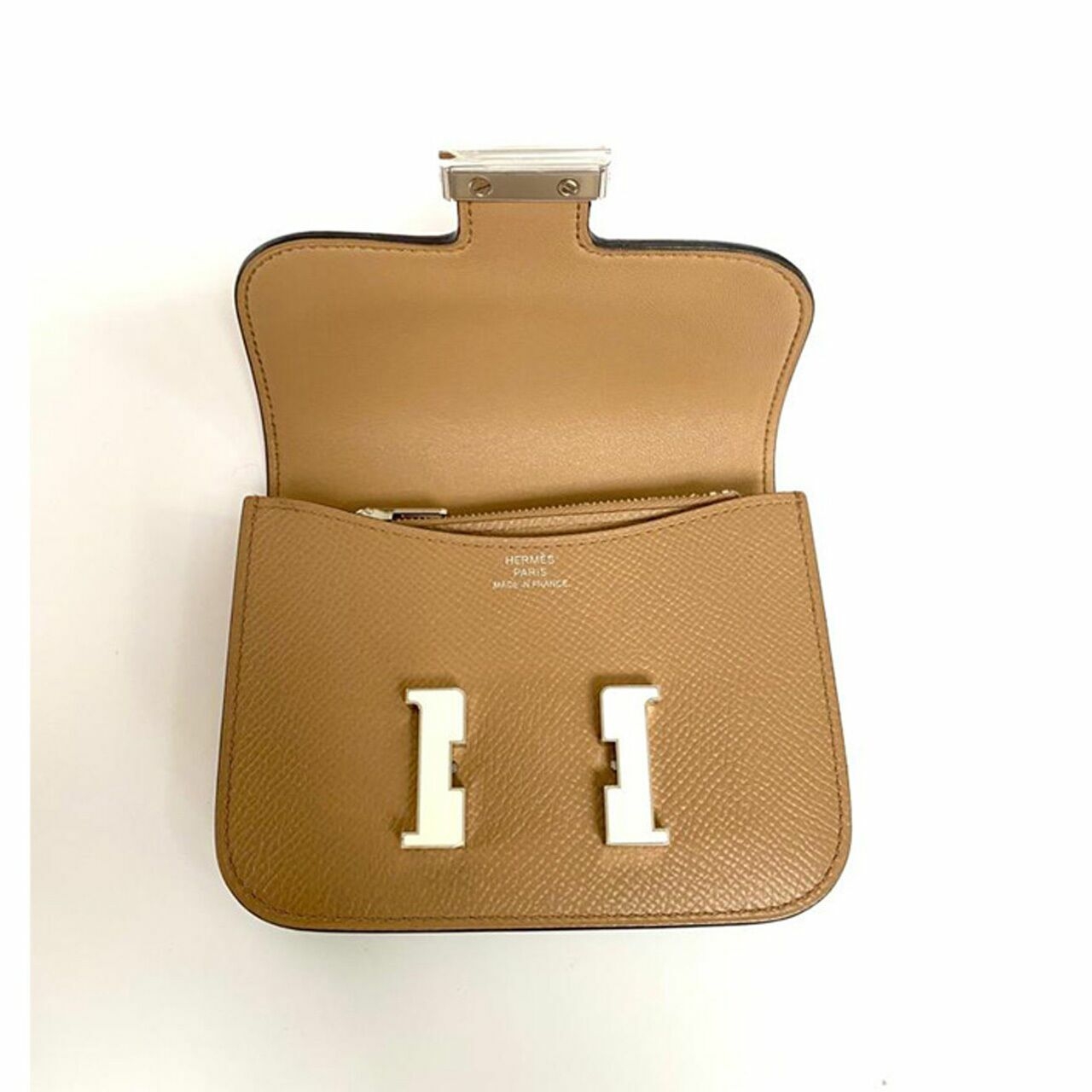 Hermes Constance Slim Epsom Chai Nata Enamel Buckle #U Sling Bag