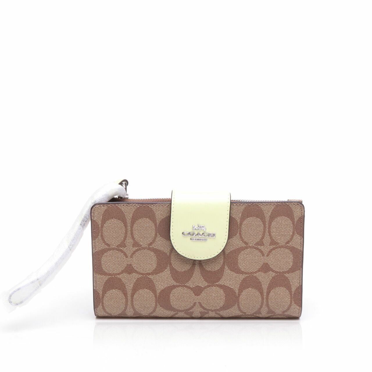 Coach C2874 Tech Phone Wallet Signature Khaki Pale Lime