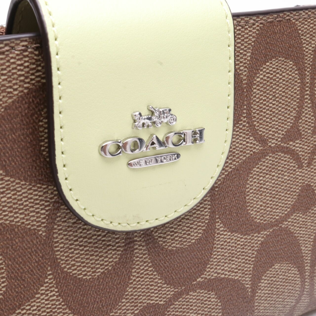 Coach C2874 Tech Phone Wallet Signature Khaki Pale Lime