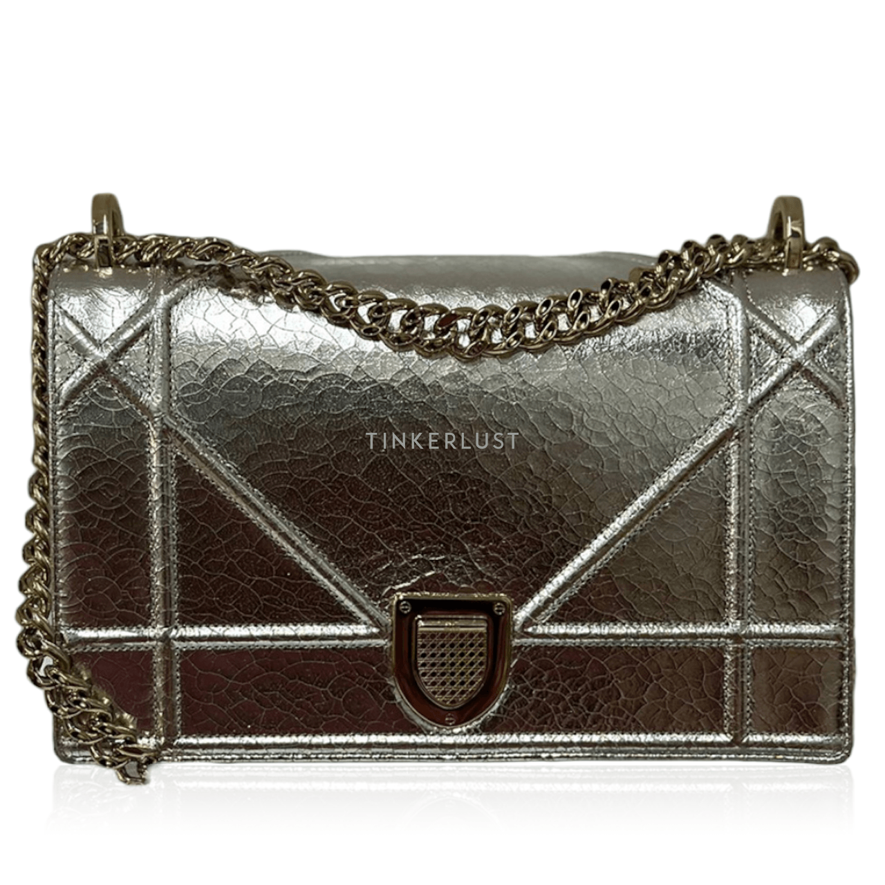 Christian Dior Diorama Medium Silver Metallic GHW 2016 Shoulder Bag