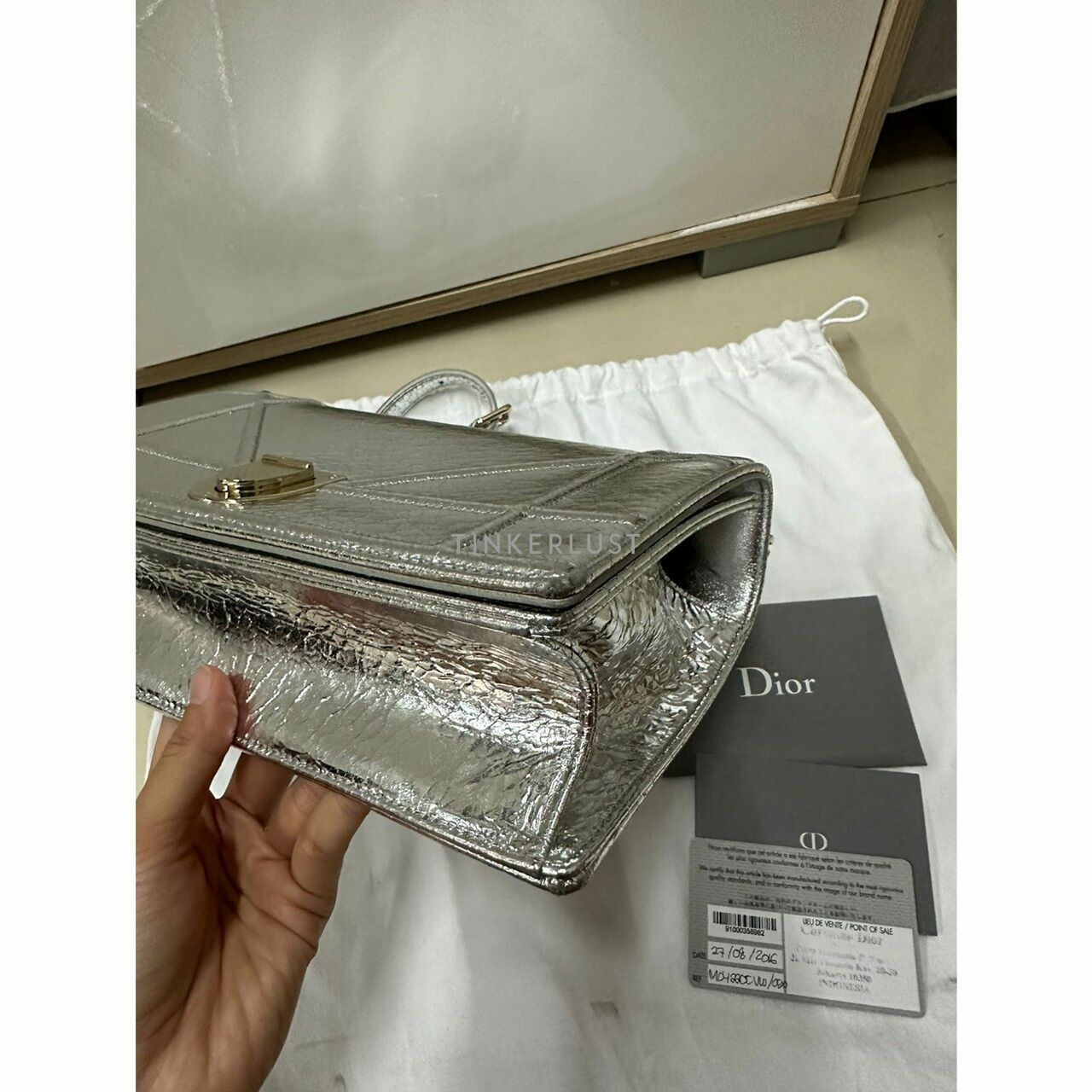 Christian Dior Diorama Medium Silver Metallic GHW 2016 Shoulder Bag