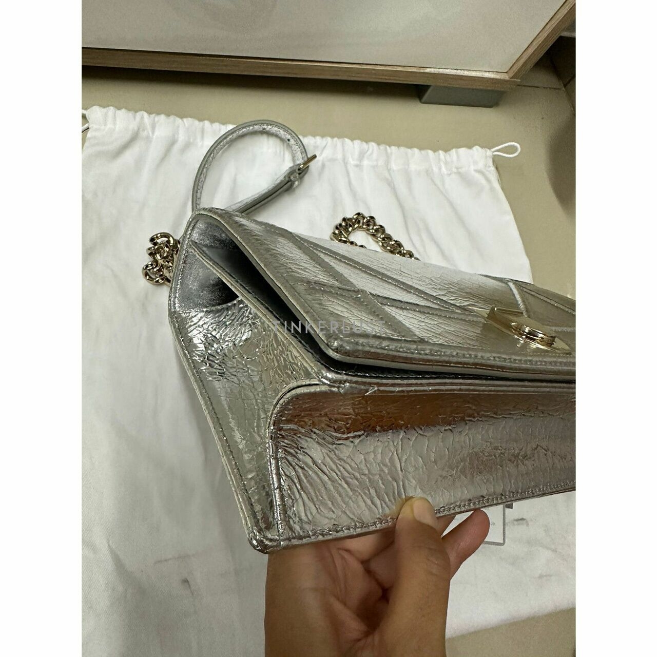 Christian Dior Diorama Medium Silver Metallic GHW 2016 Shoulder Bag