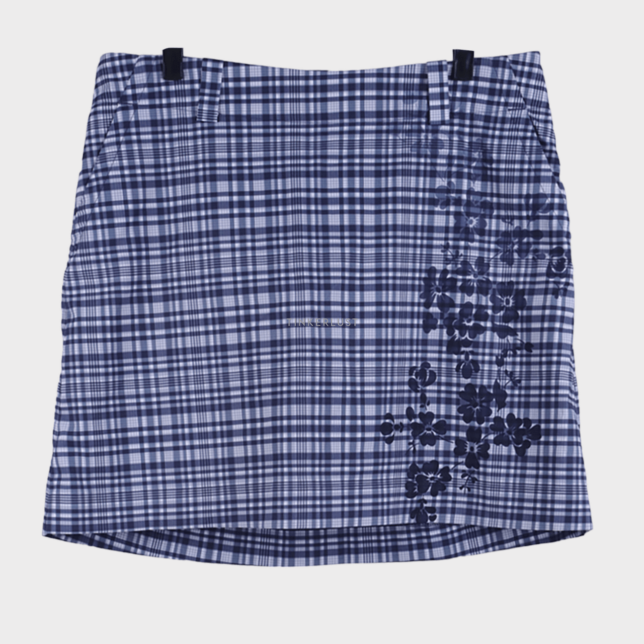 Nike Golf Dri-Fit Blue & White Plaid Women's Skort with Floral Detail