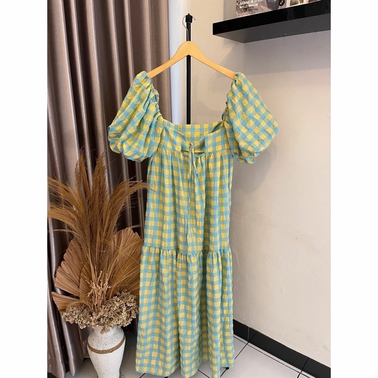 Zara Green & Yellow Geometric Long Dress