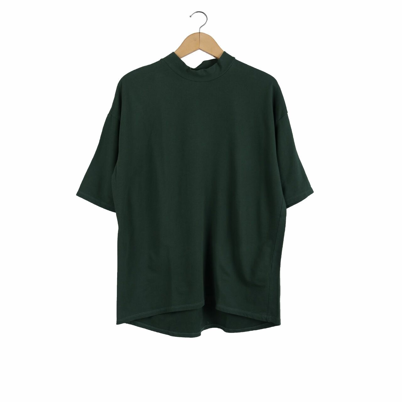 Zara Dark Green 3/4 Sleeve Oversized Shirt Turtleneck