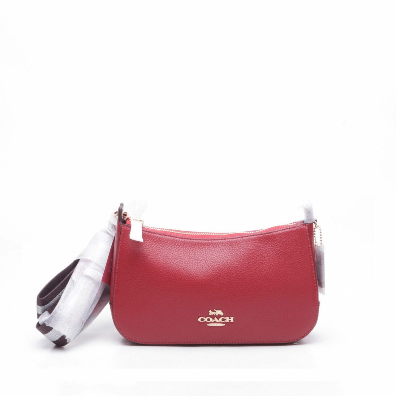 Coach Pebbled Leather Red Jes Baguette Bag