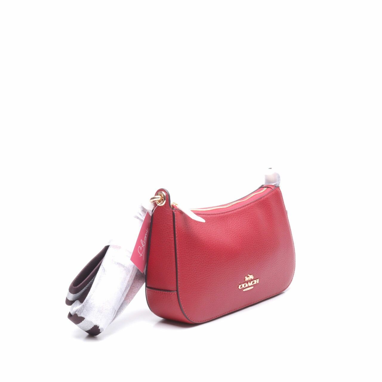 Coach Pebbled Leather Red Jes Baguette Bag