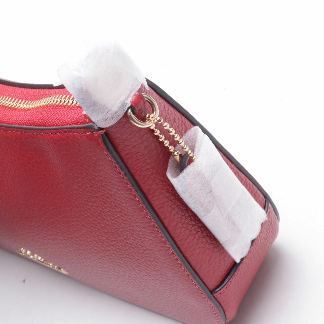 Coach Pebbled Leather Red Jes Baguette Bag