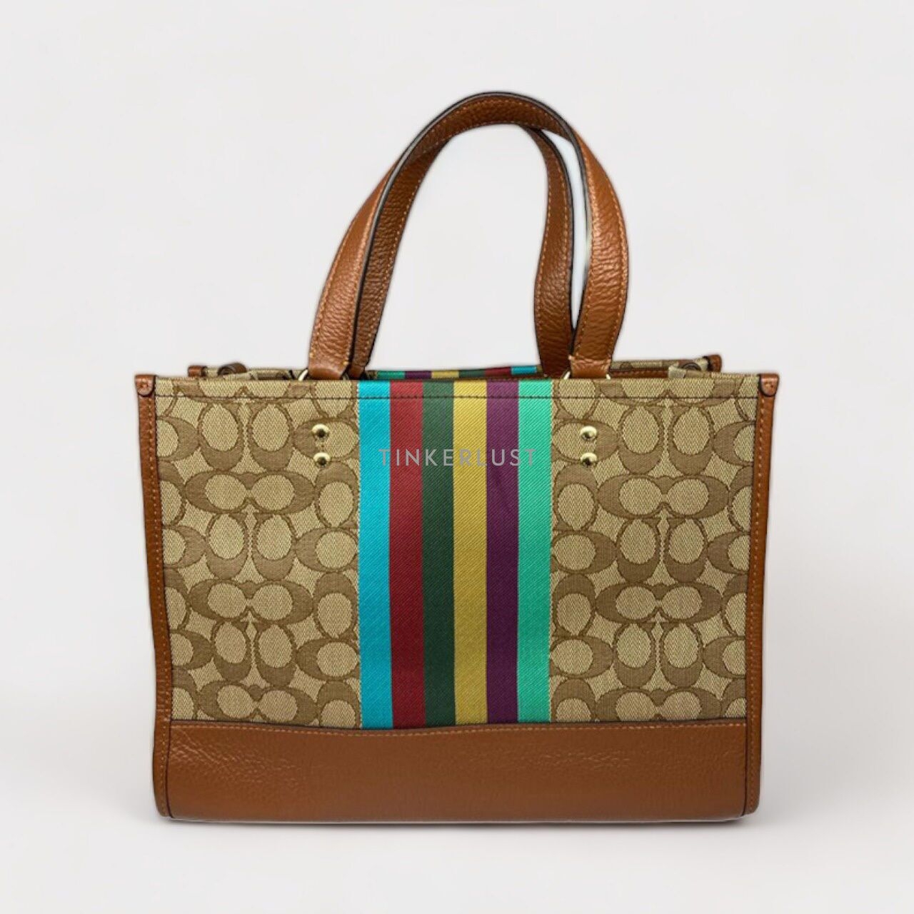 Coach Dempsey Carryall Stripes Signature Canvas Satchel