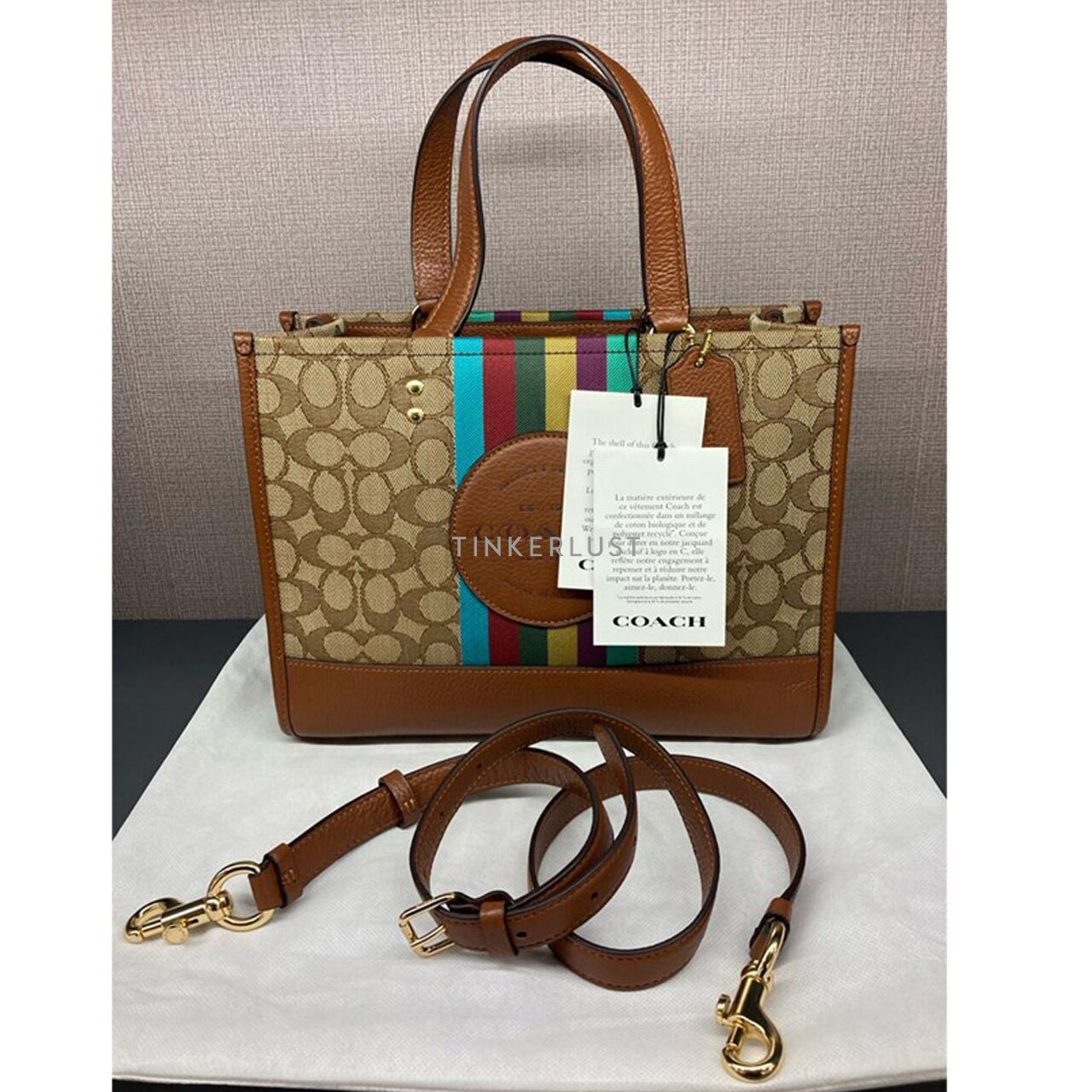 Coach Dempsey Carryall Stripes Signature Canvas Satchel