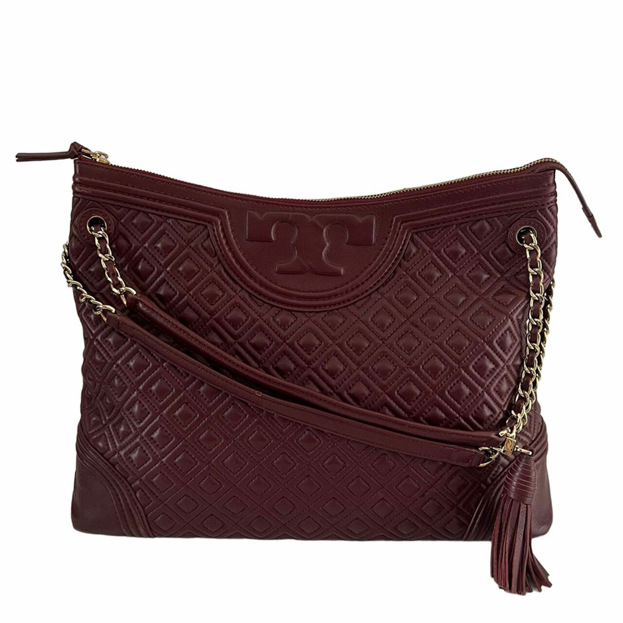 Tory Burch Fleming Burgundy Tote Bag	