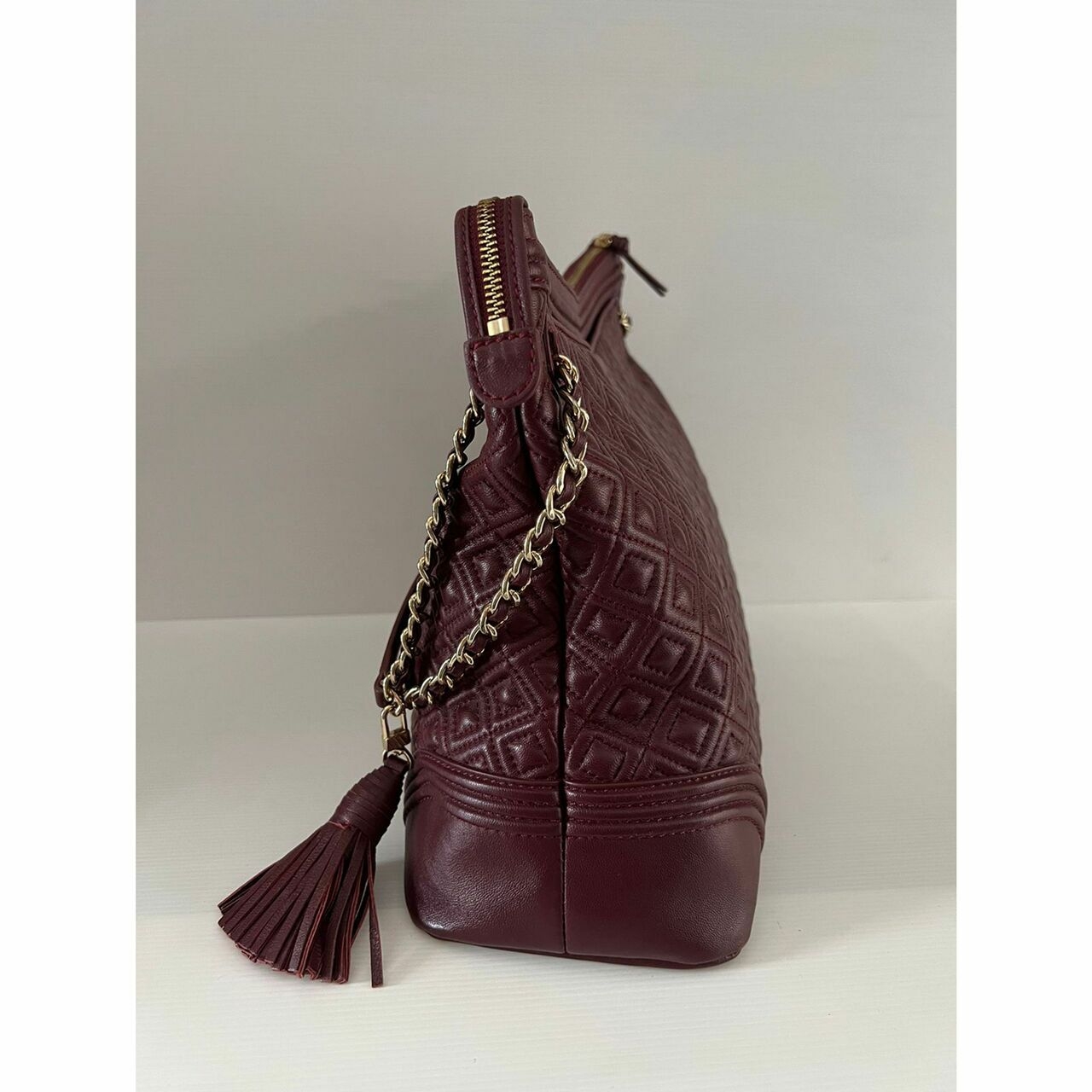 Tory Burch Fleming Burgundy Tote Bag	