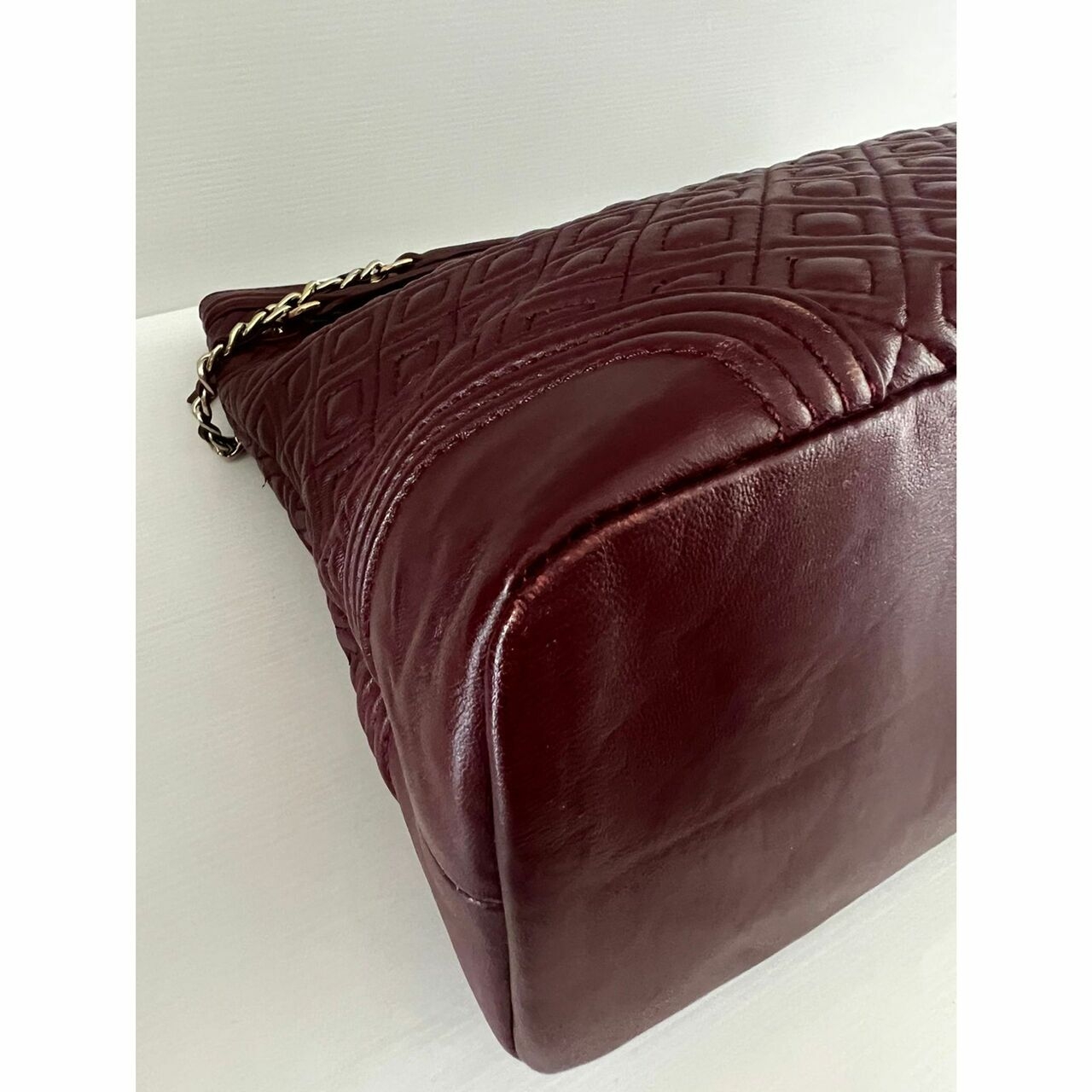 Tory Burch Fleming Burgundy Tote Bag	