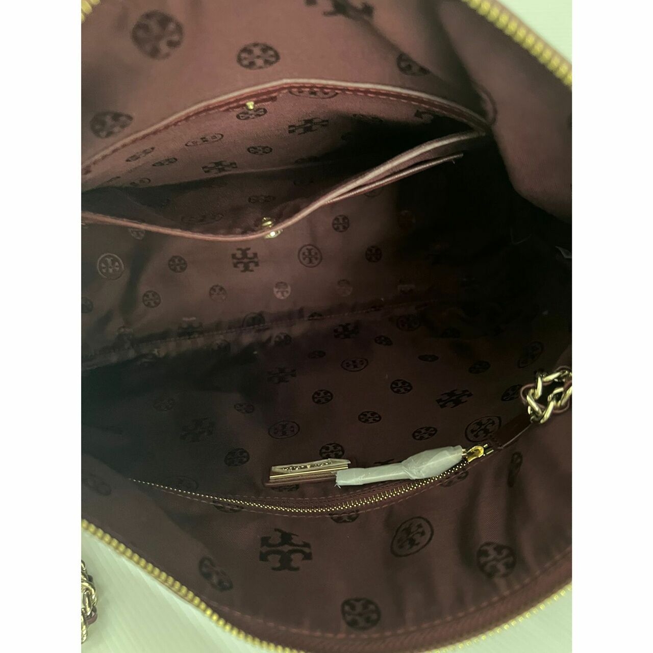 Tory Burch Fleming Burgundy Tote Bag	