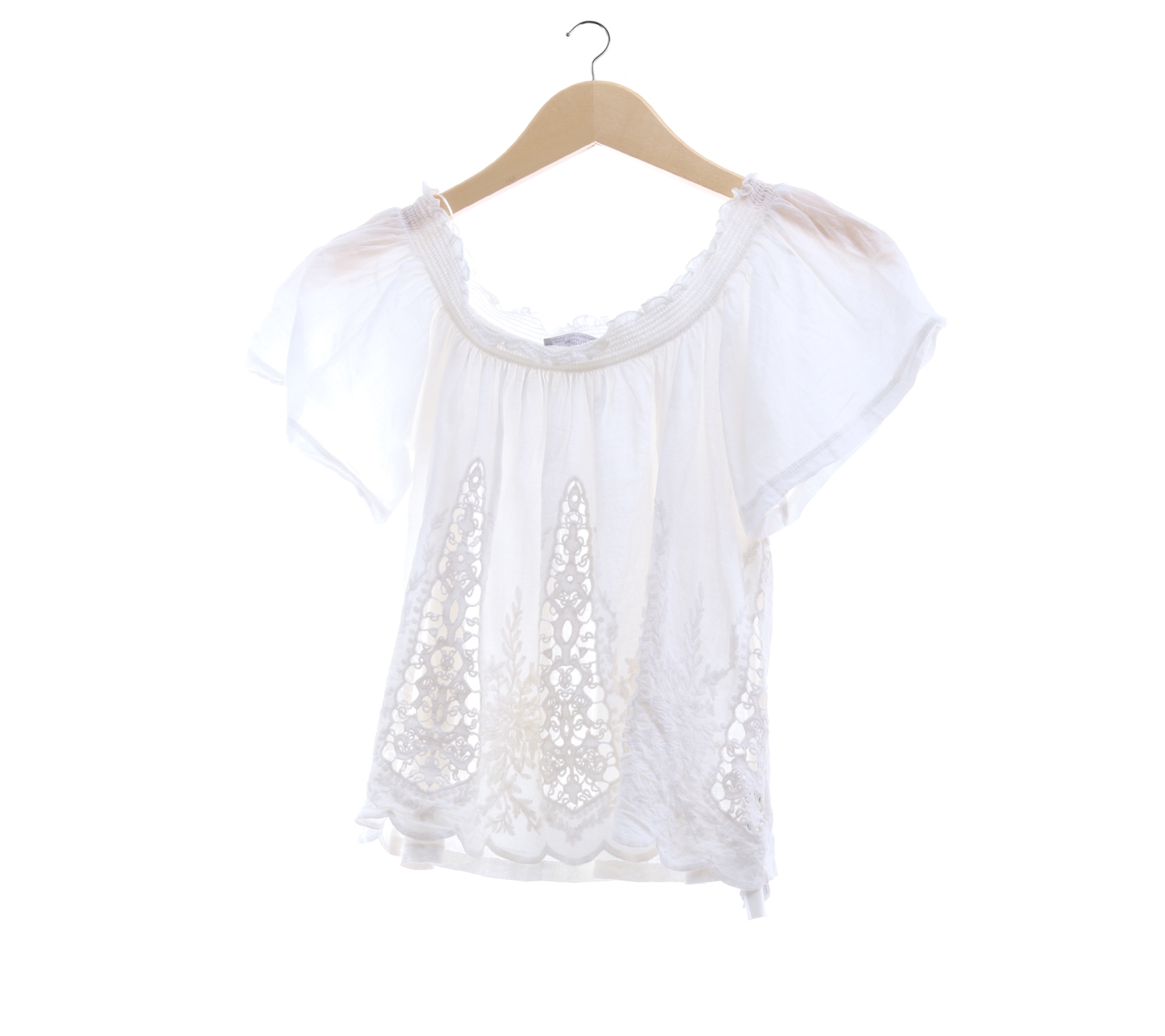 Zara Off White Crop Lace Blouse