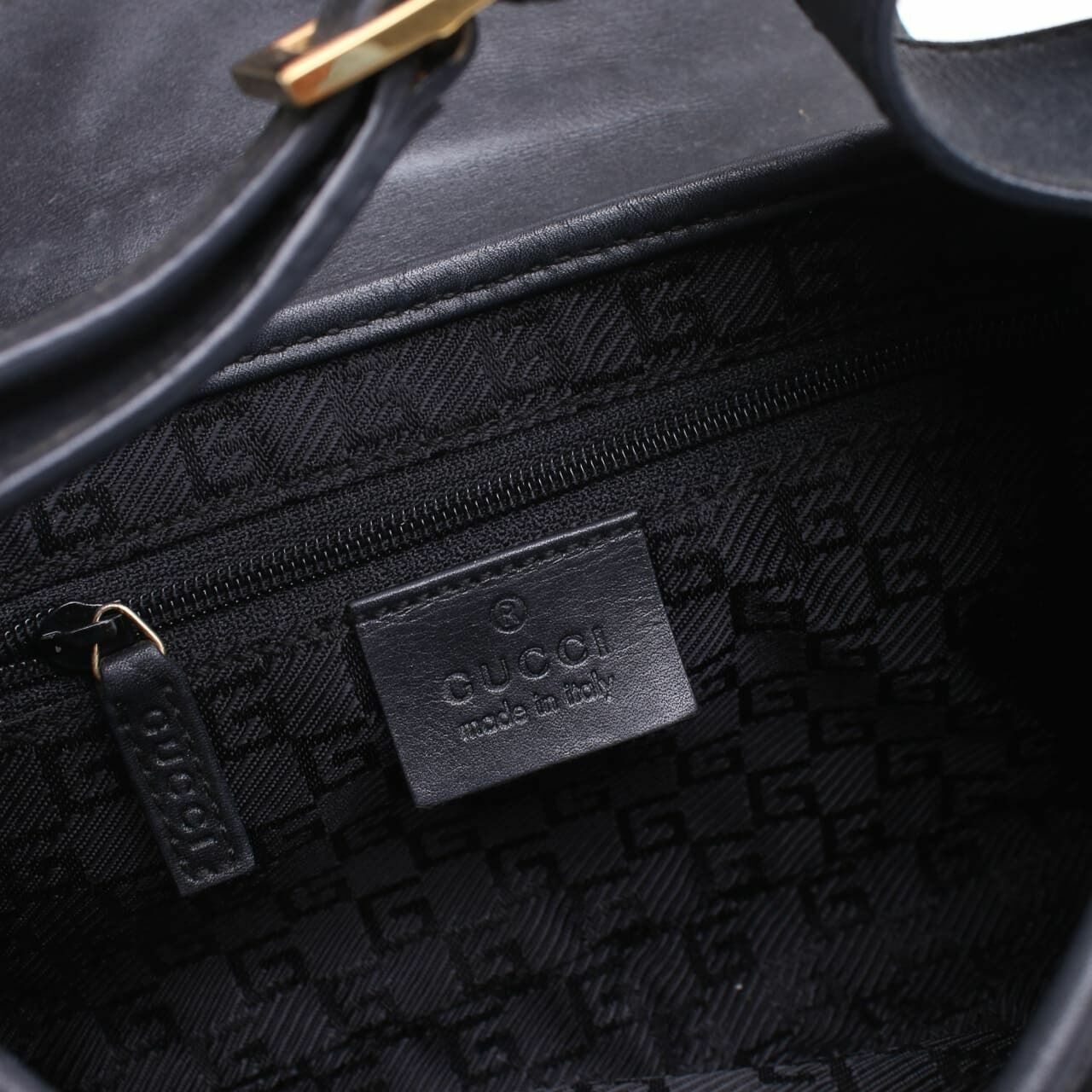 Gucci Push Lock Black Baguette Bag Handbag