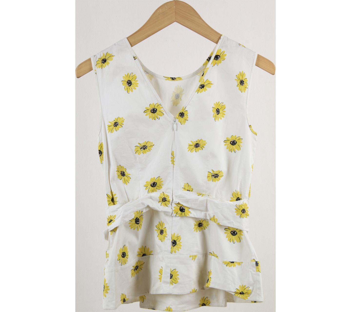 Kate Spade Off White And Yellow Floral Bow Sleeveless