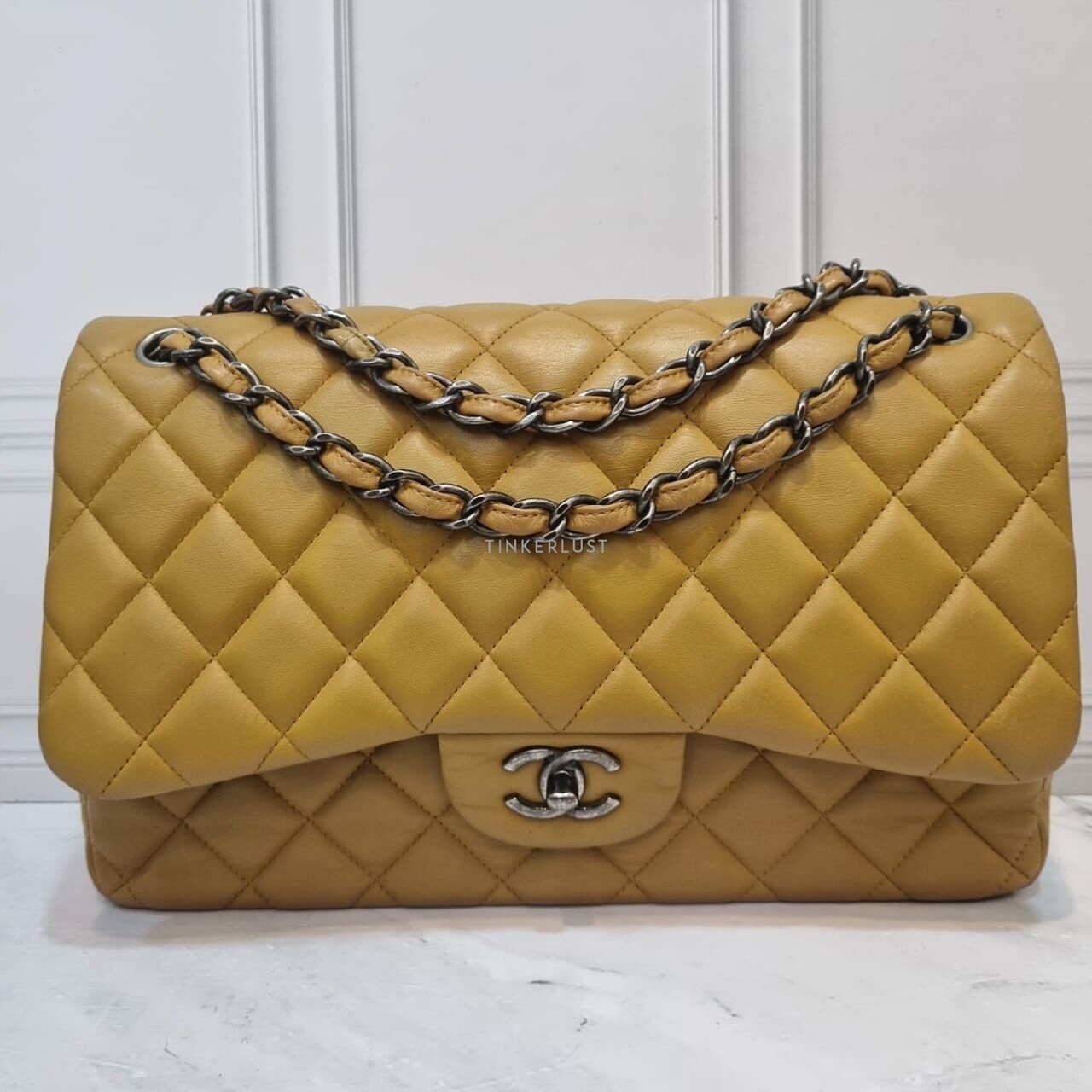 Chanel Jumbo Caramel Lamb RHW Double Flap # 20 Shoulder Bag