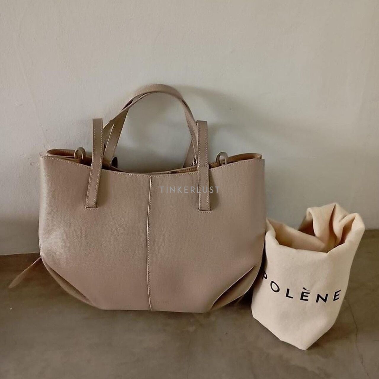 Polene Cyme Mini Taupe Shoulder Bag