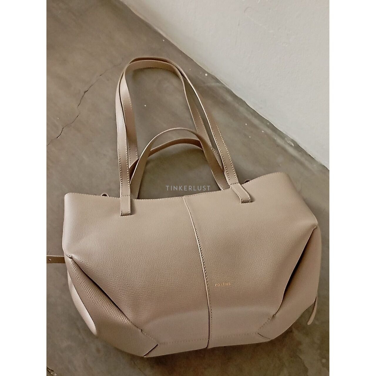 Polene Cyme Mini Taupe Shoulder Bag