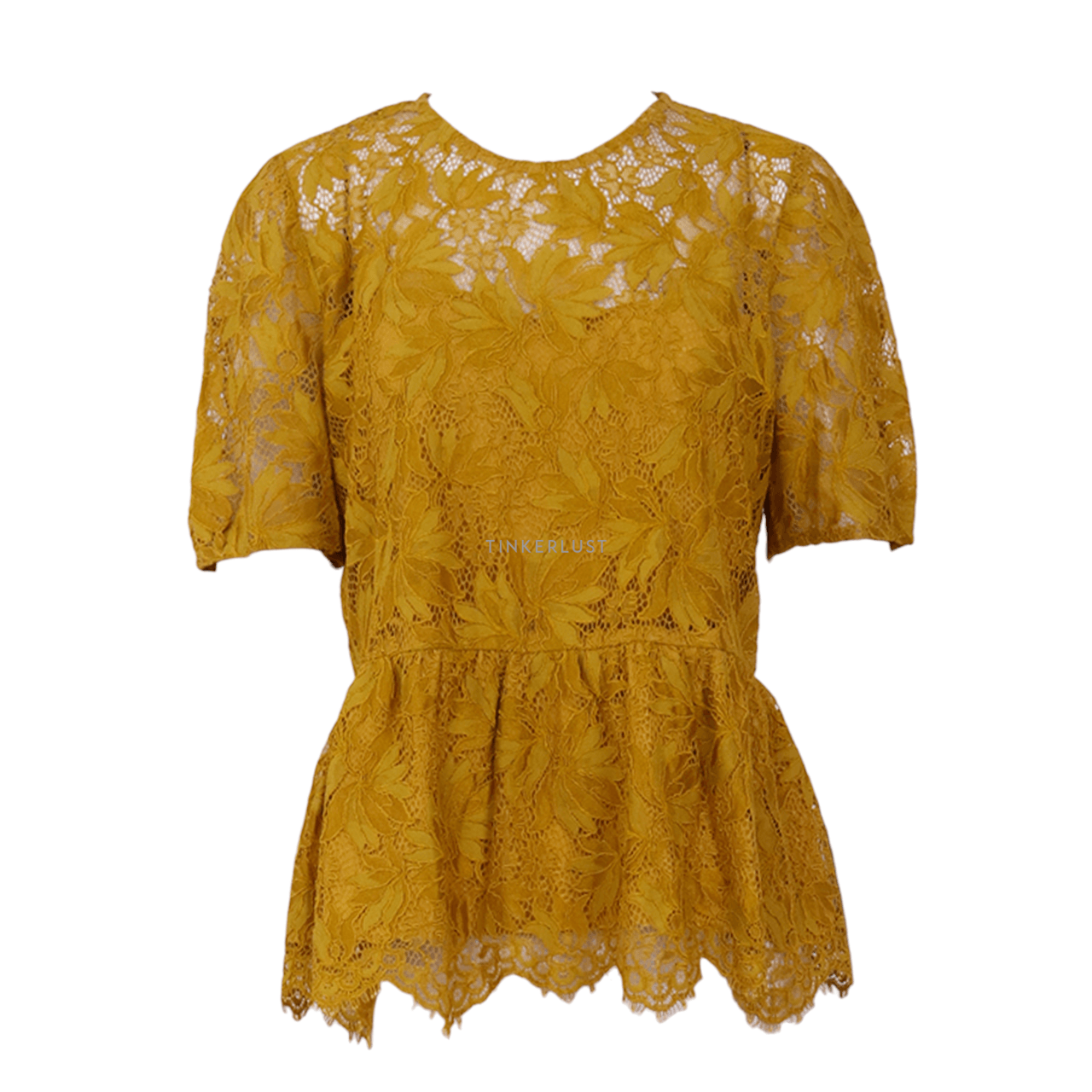 pakaian atasan blouse Zara Mustard Lace Blouse | Tinkerlust