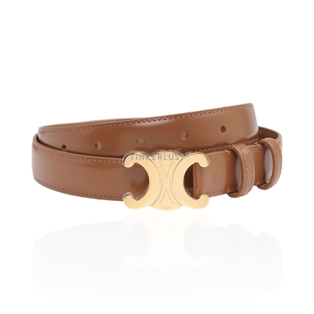 Celine Medium Triomphe Belt 2.5cm in Bronze Smooth Calfskin