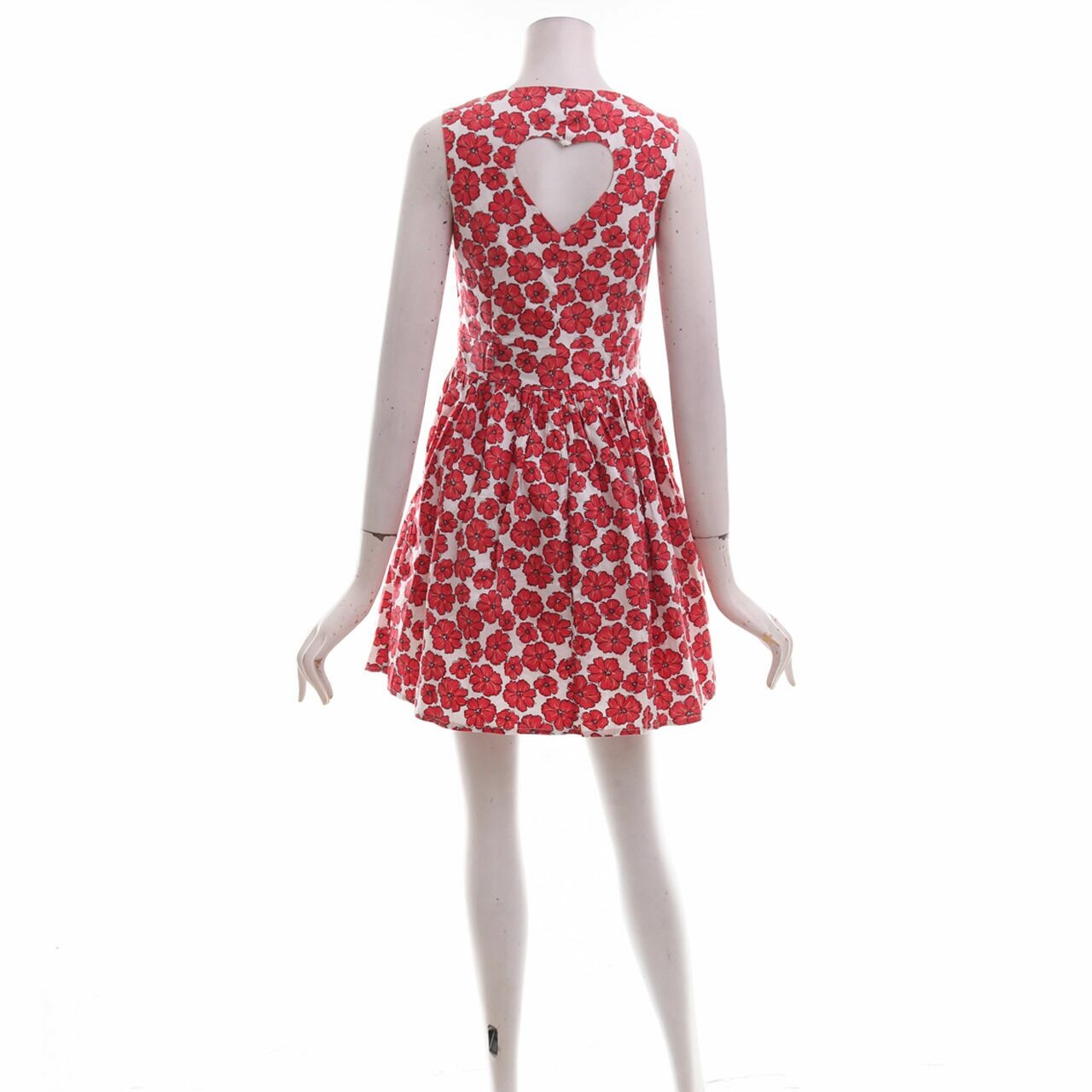 New Look White & Red Flower Print Mini Dress