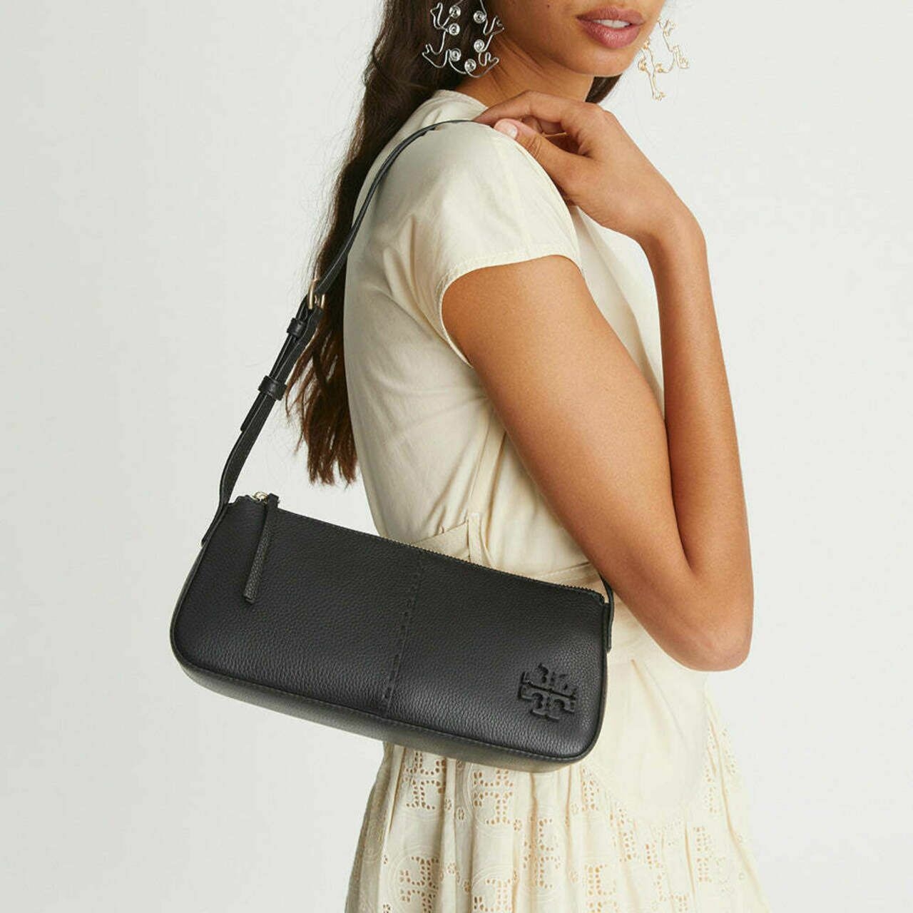 Tory Burch McGraw Wedge Shoulder Bag Tiramisu Black