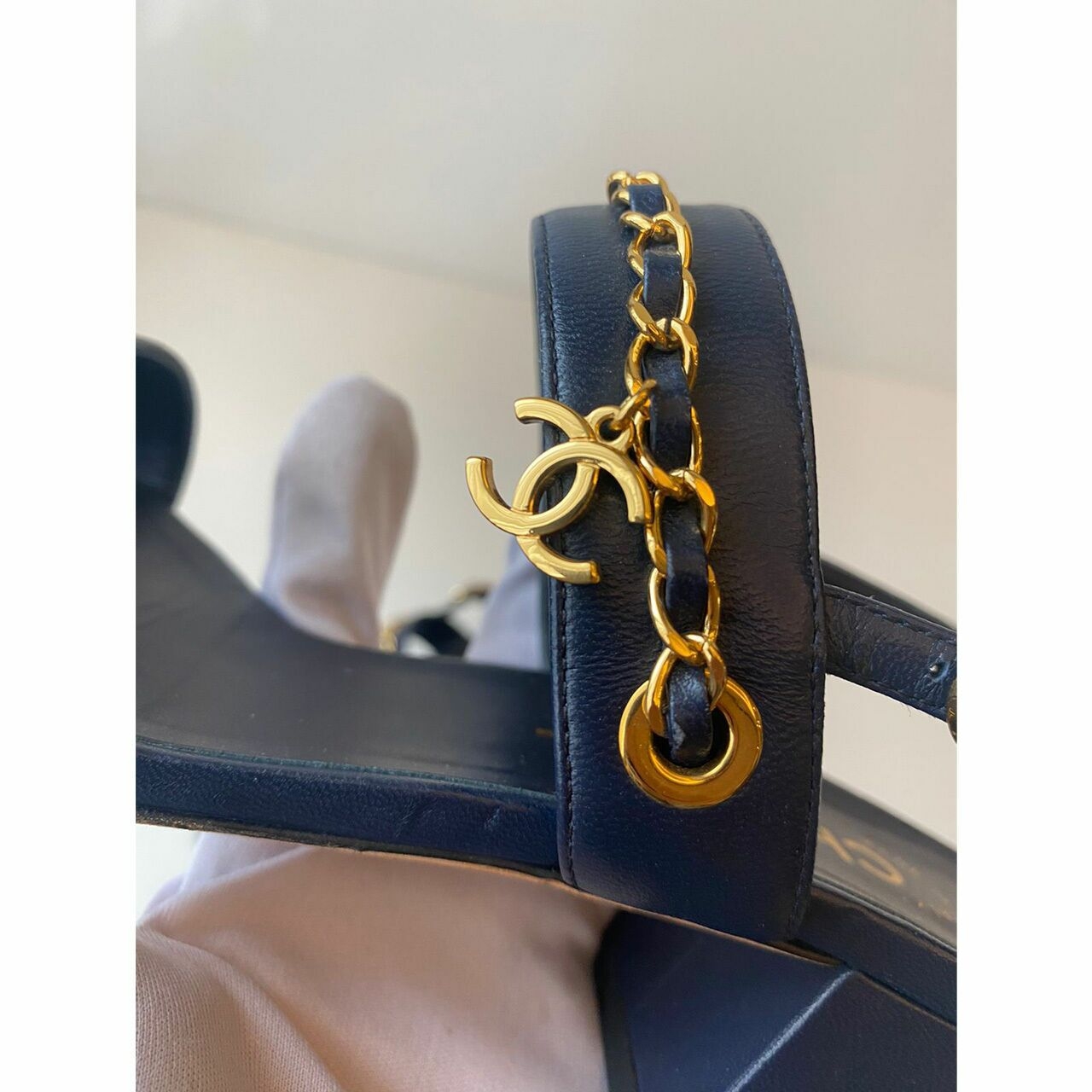 Chanel Navy Chain Heels