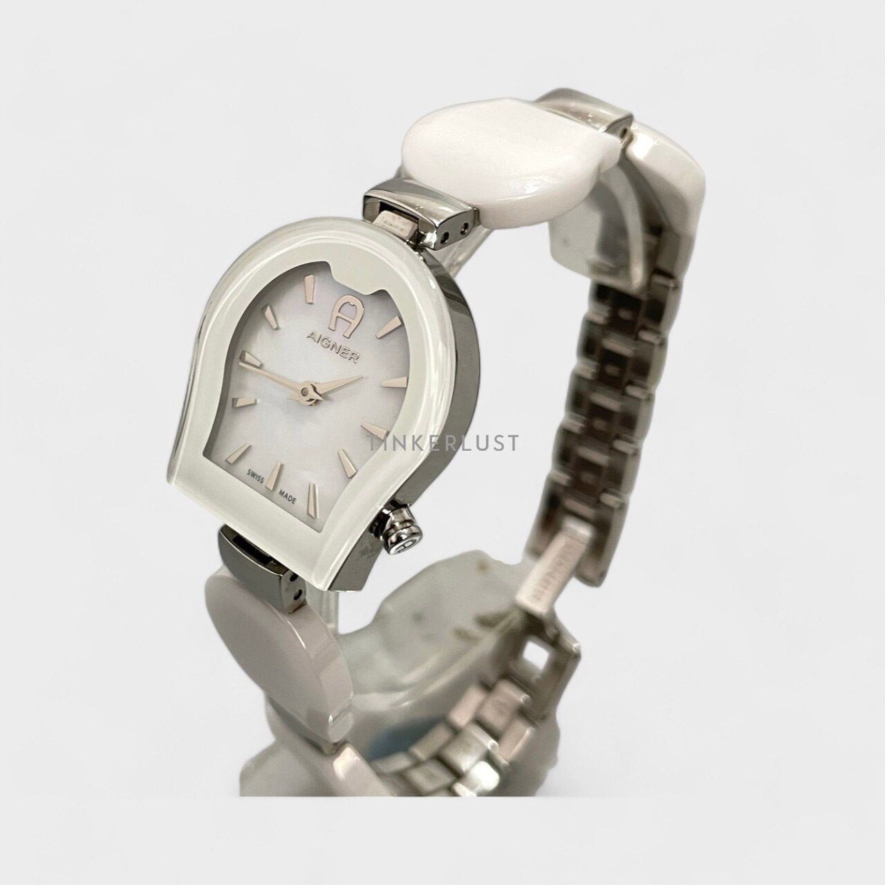 Aigner Mother Of Pearl Stainless Steel Ceramic Savona Ceramic White Watch