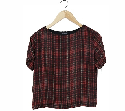 Topshop Red Plaid Blouse