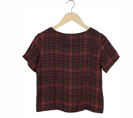 Topshop Red Plaid Blouse