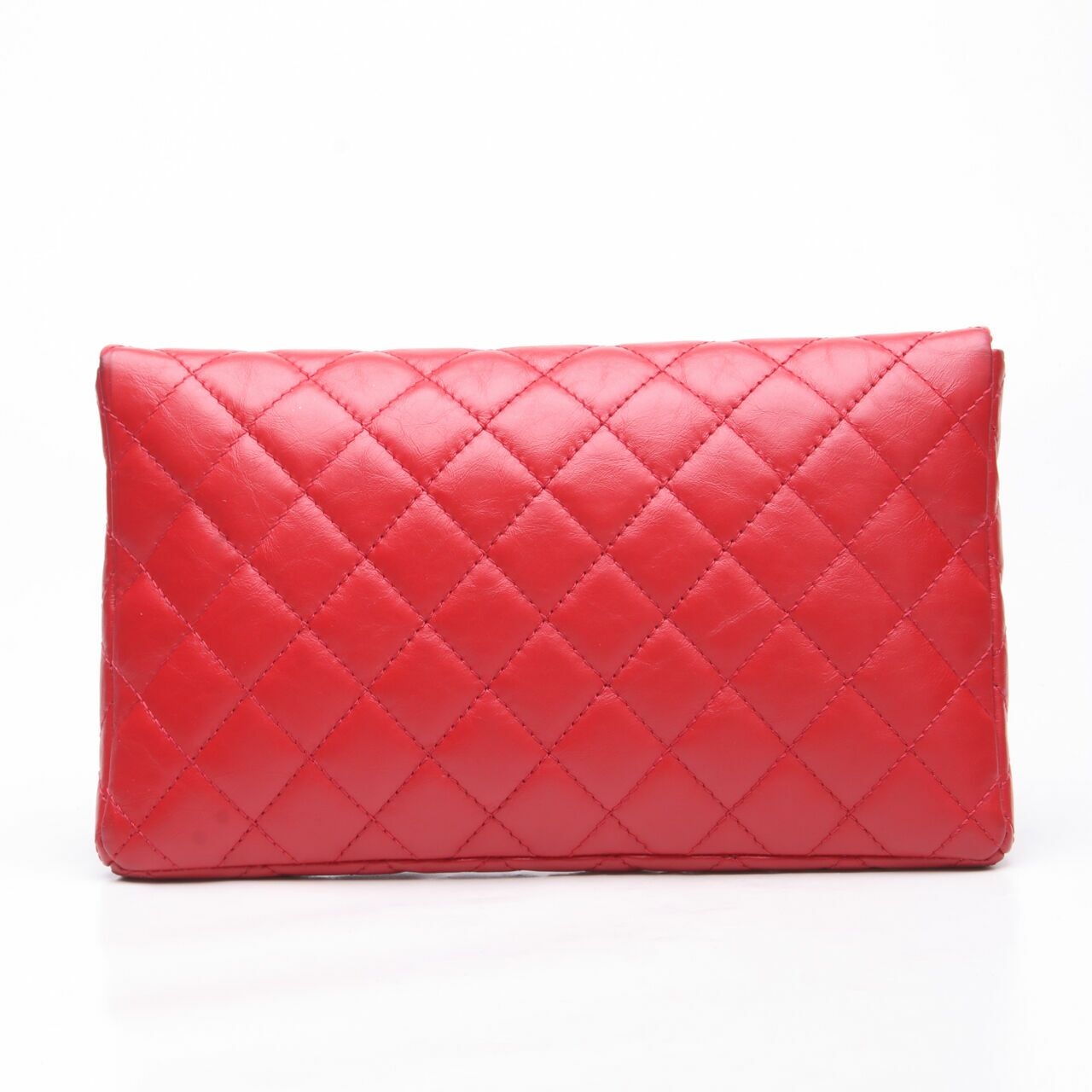 Chanel Red #26 Crincled Calfskin Quilted Clutch 