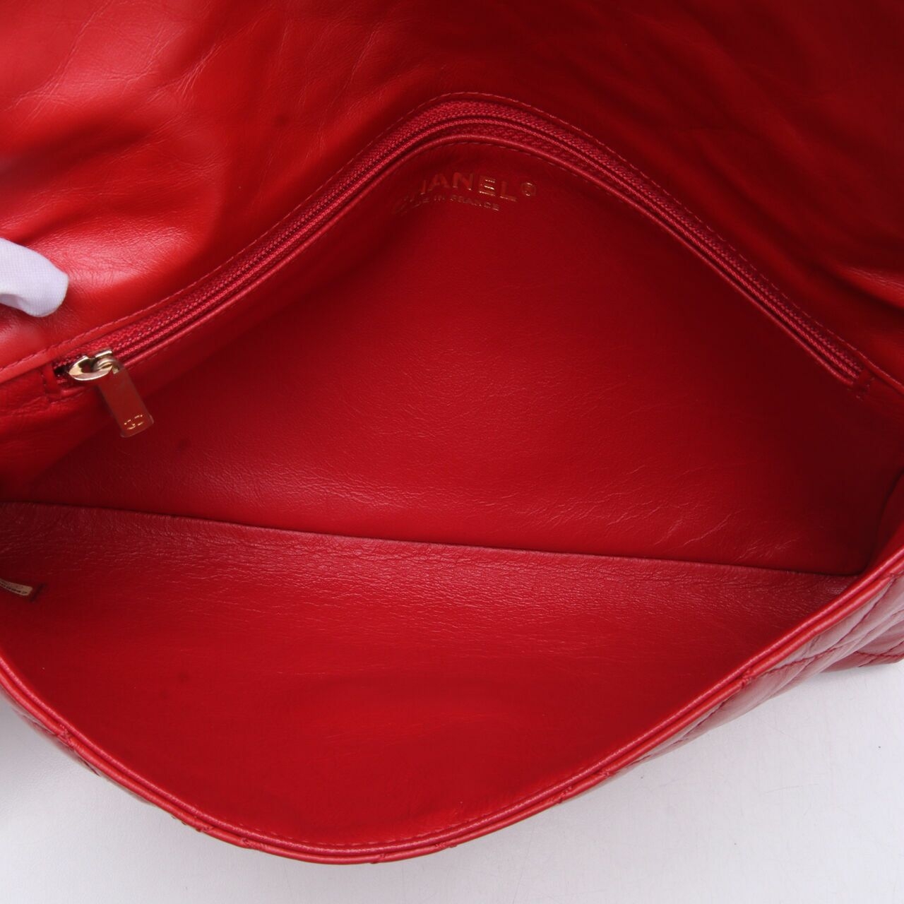 Chanel Red #26 Crincled Calfskin Quilted Clutch 