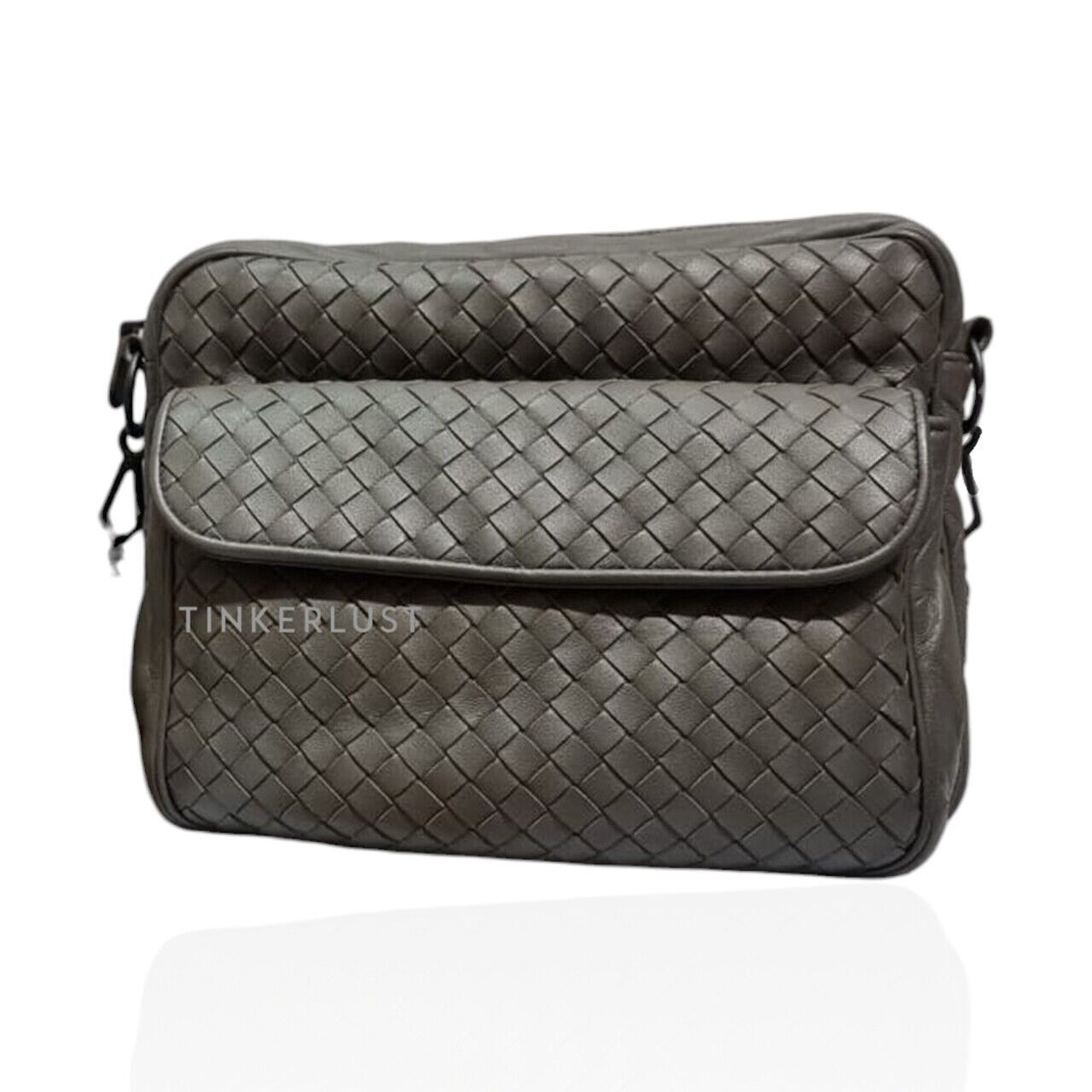 Bottega Veneta Etoupe Intrecciato Messenger Shoulder Bag