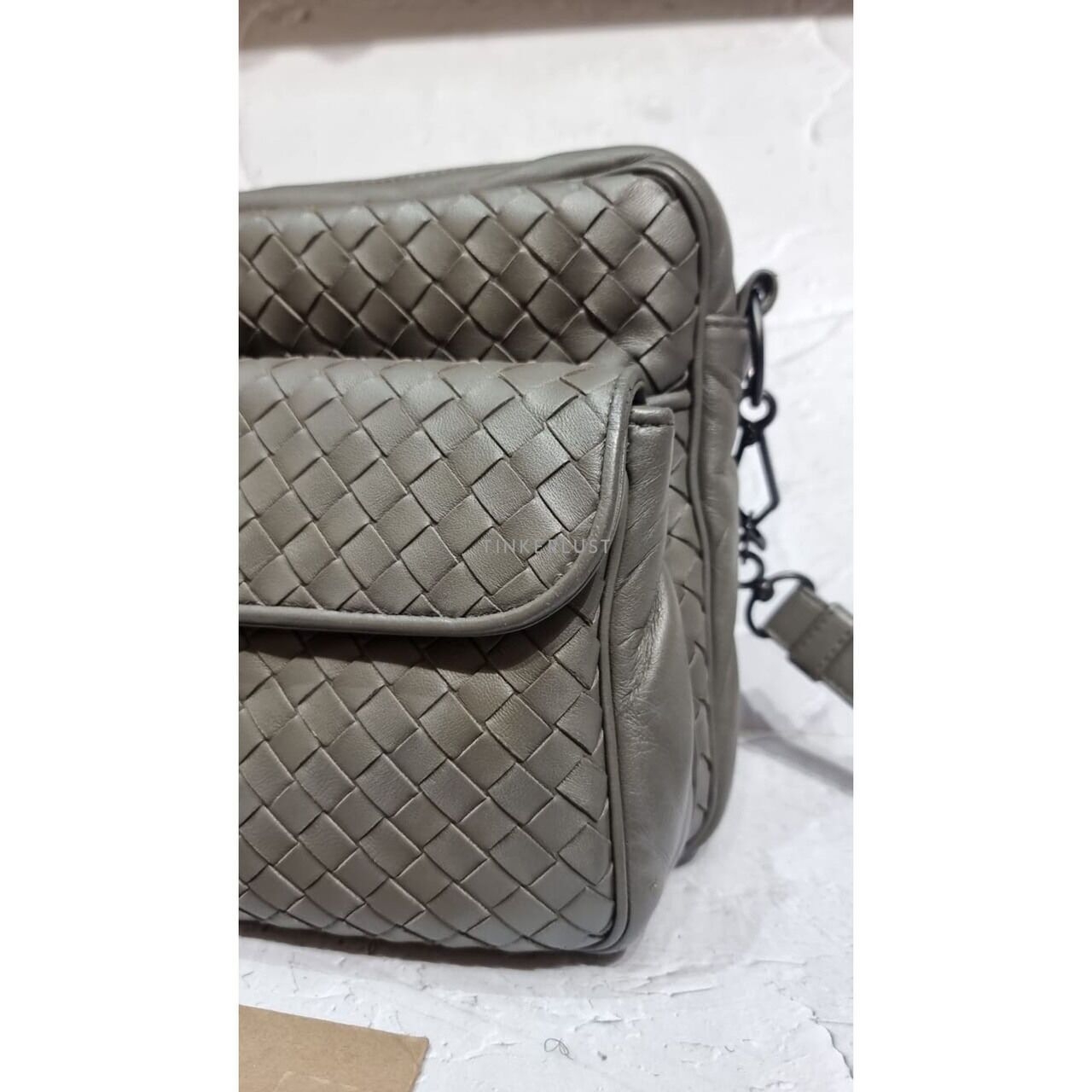 Bottega Veneta Etoupe Intrecciato Messenger Shoulder Bag