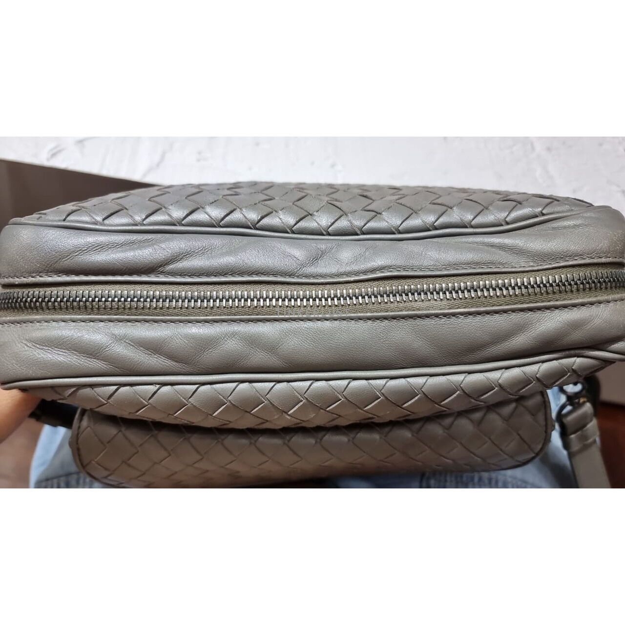 Bottega Veneta Etoupe Intrecciato Messenger Shoulder Bag