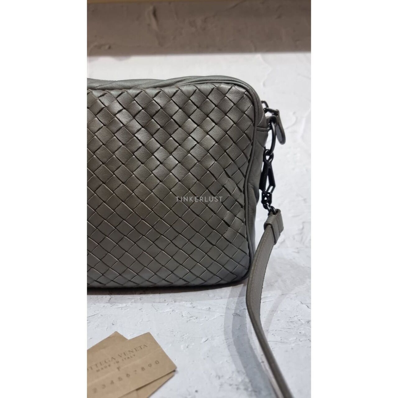 Bottega Veneta Etoupe Intrecciato Messenger Shoulder Bag