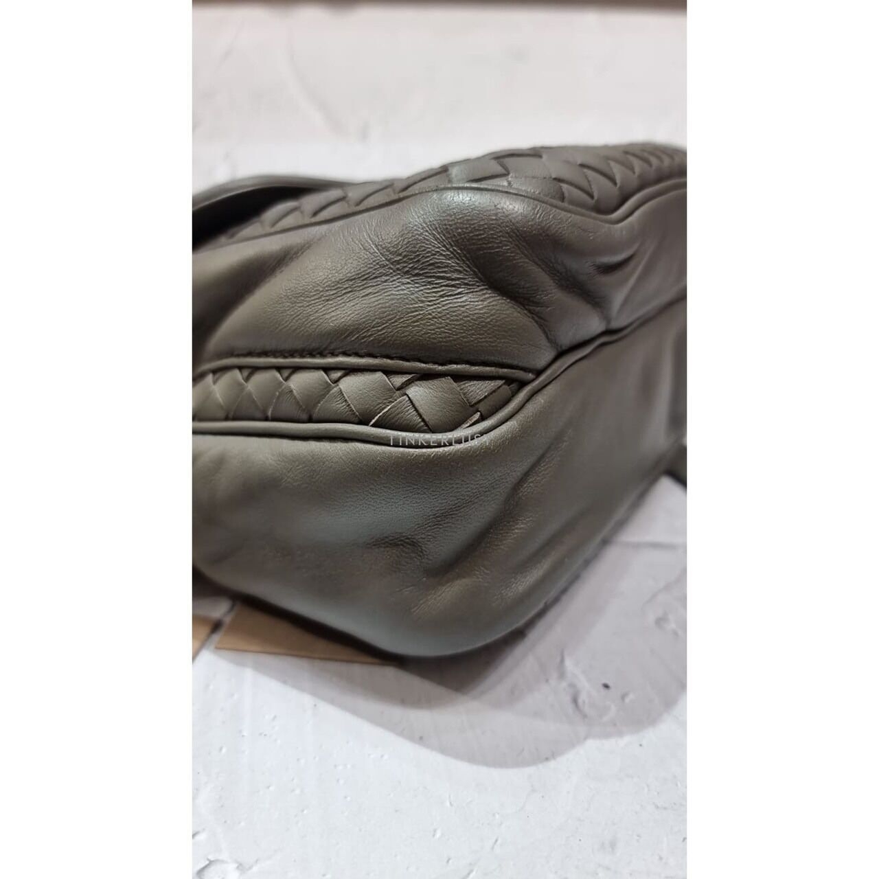 Bottega Veneta Etoupe Intrecciato Messenger Shoulder Bag