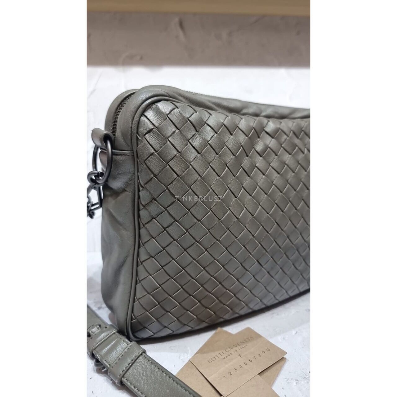 Bottega Veneta Etoupe Intrecciato Messenger Shoulder Bag