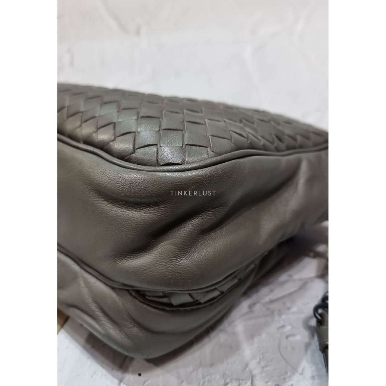 Bottega Veneta Etoupe Intrecciato Messenger Shoulder Bag