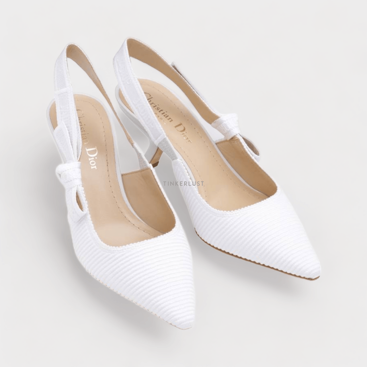 Christian Dior J'Adior Slingback Pumps 65mm in White Technical Fabric Heels