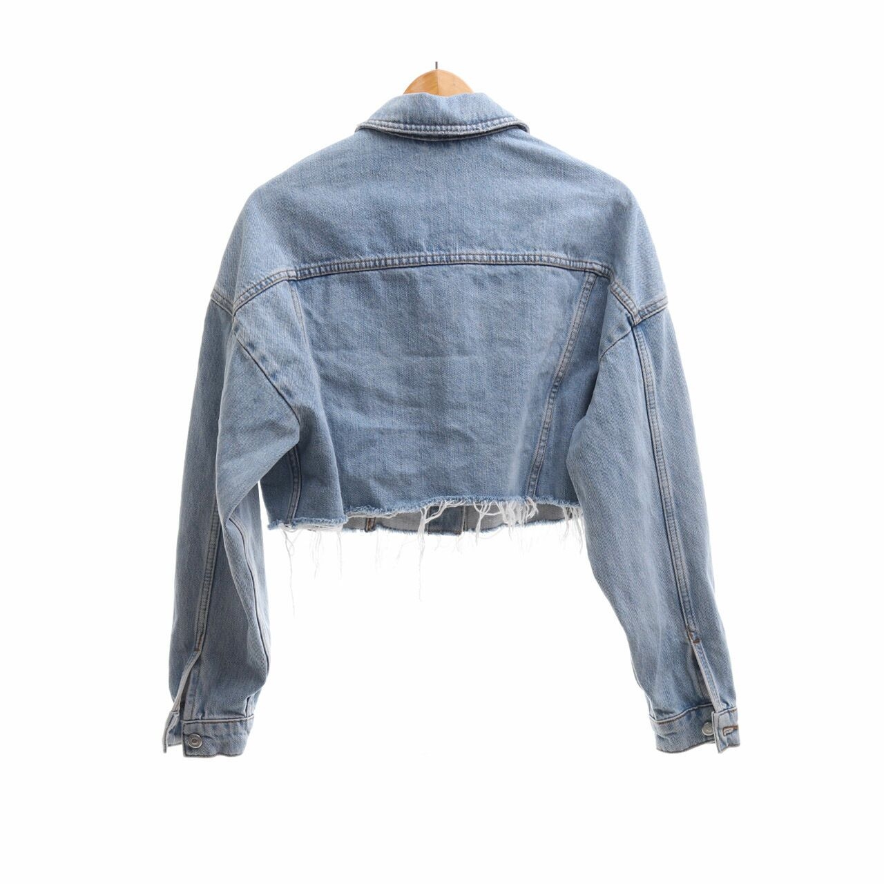 Topshop Blue Crop Denim Jacket