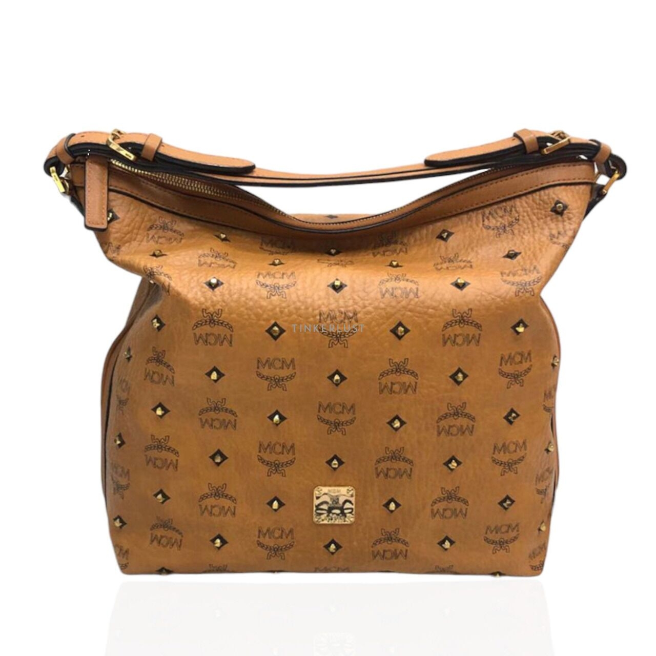 MCM Visetos Studded Klara Hobo Brown Satchel