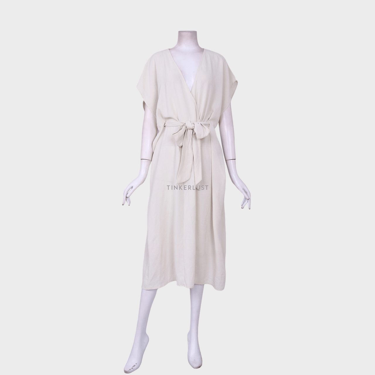 Zara Beige Midi Dress with Knot