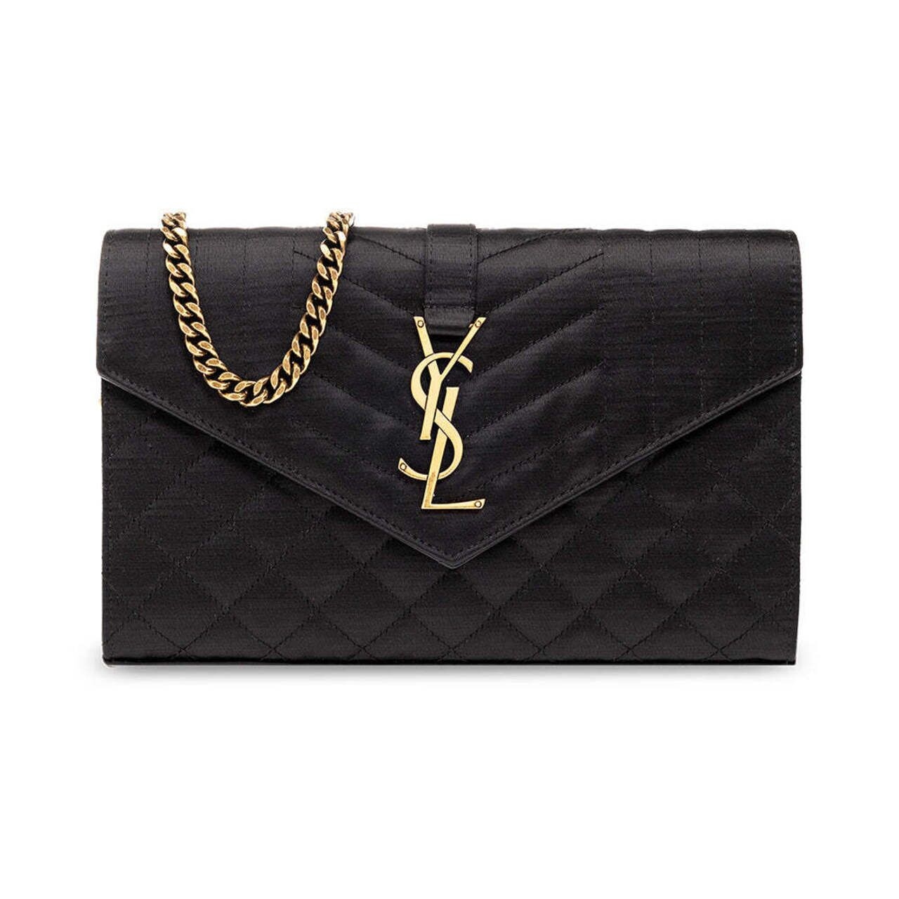 Saint Laurent Envelope WOC 22cm Satin Leather Black Ghw