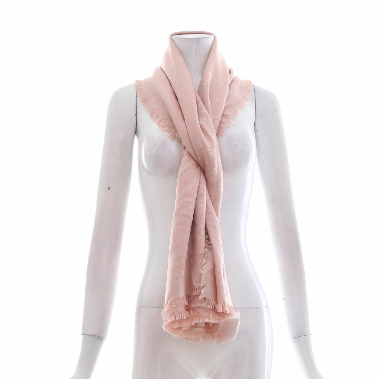 Louis Vuitton Pink Monogram Silk/Wool Shawl Scarf