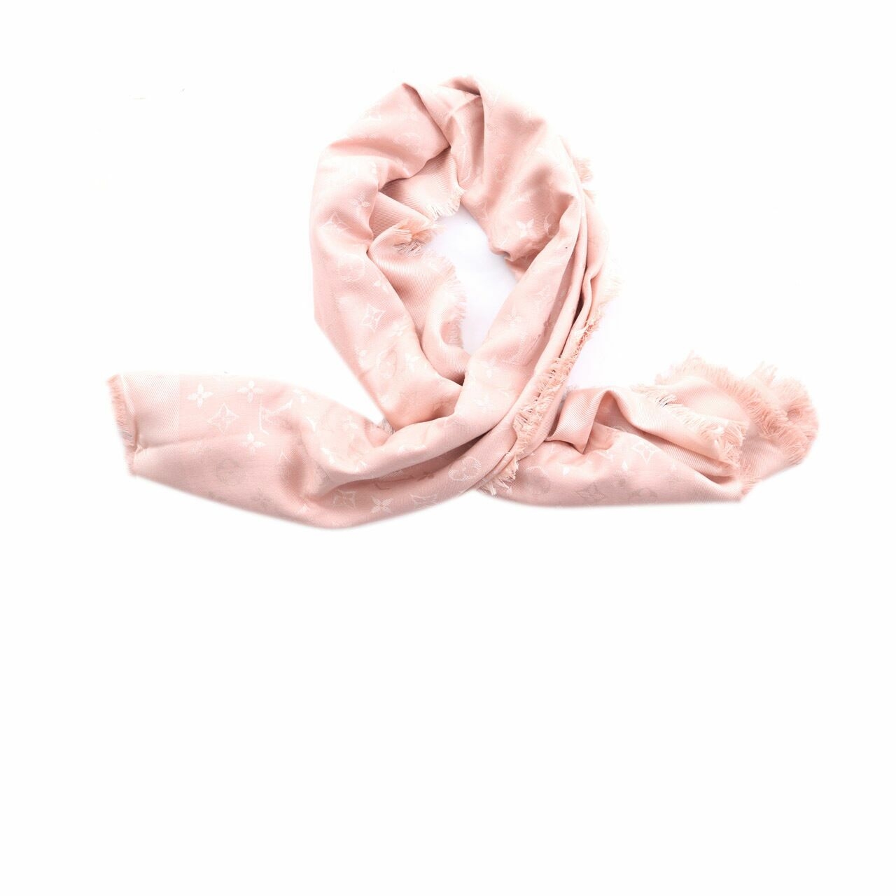 Louis Vuitton Pink Monogram Silk/Wool Shawl Scarf