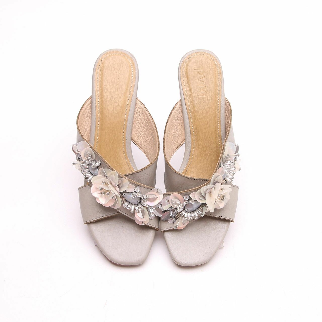 Pvra Grey Sequin Heels